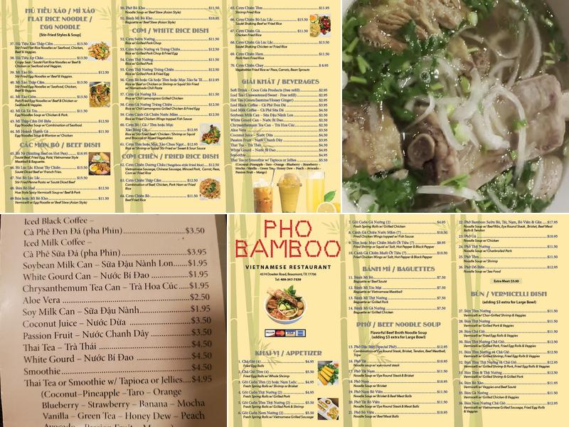 Pho BamBoo Menu