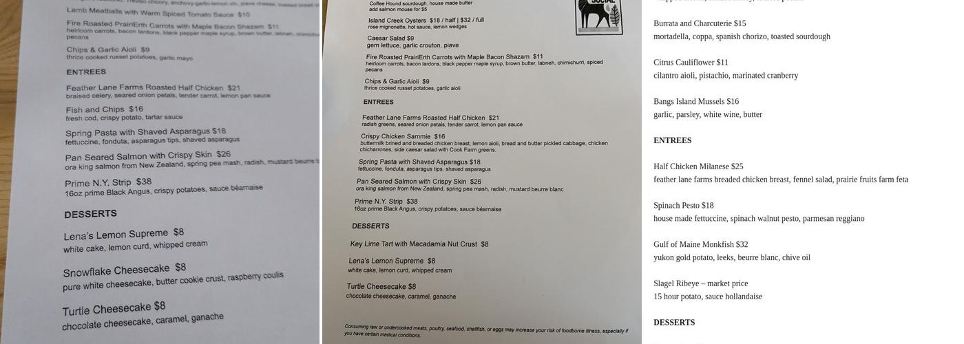 Lexington Social Menu