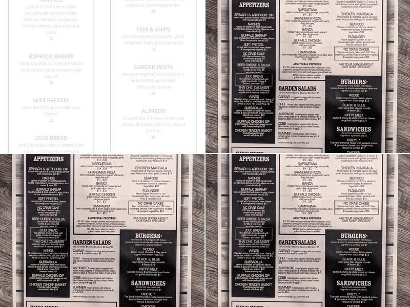 Joey's - Sherrills Ford Menu