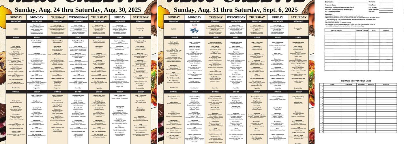Student Dining Menu