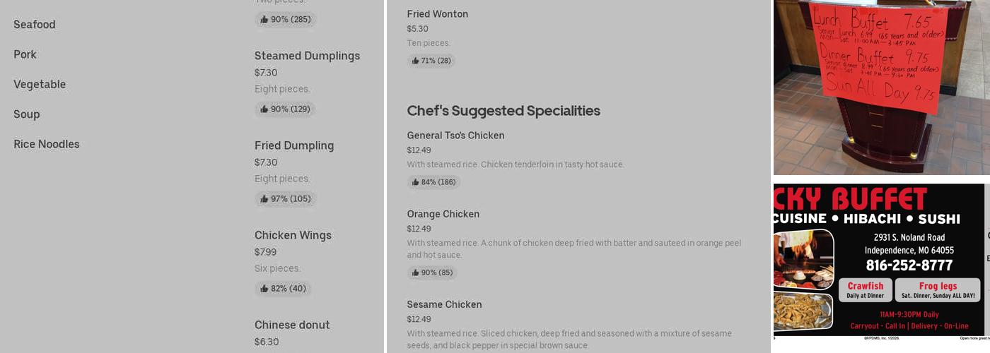 Lucky Buffet Menu