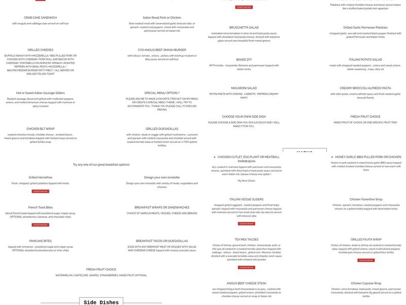 Mary's Mobile Diner Menu