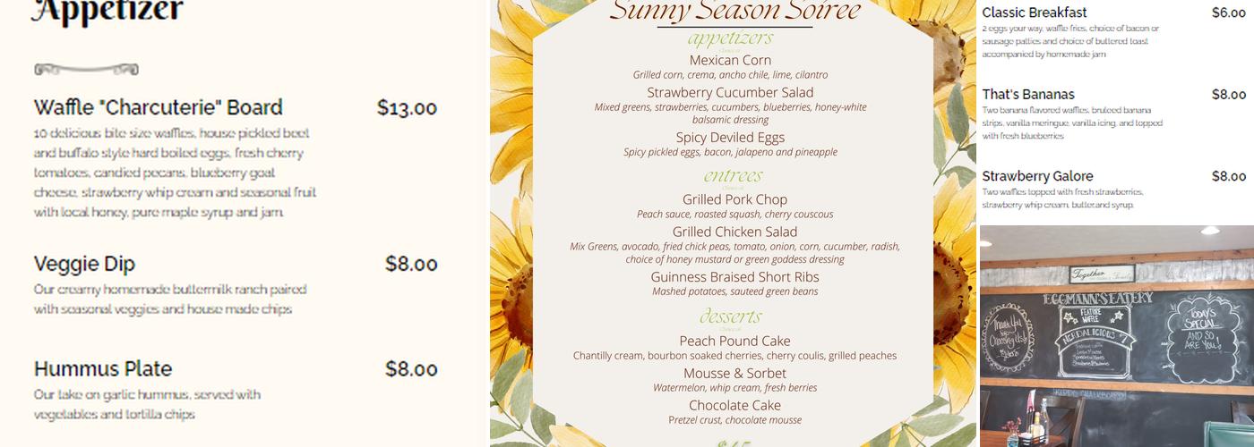 Eggmann's Eatery Menu