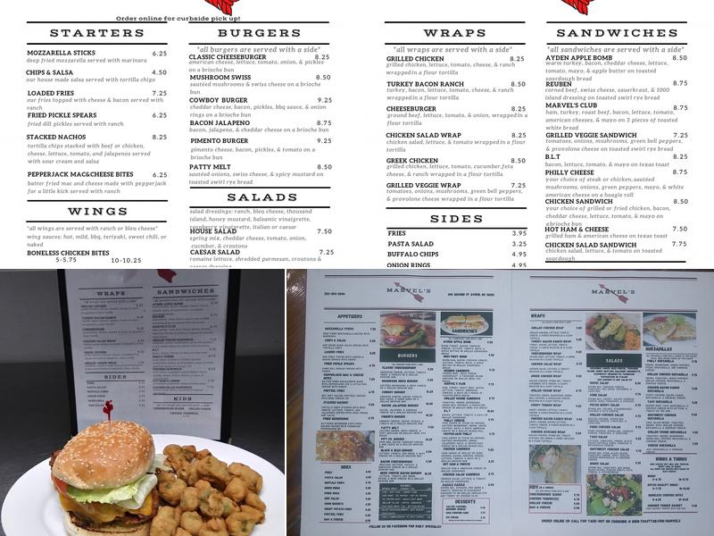 Marvel's Restaurant Menu