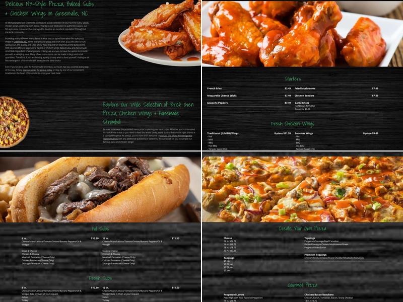 Michaelangelo's Pizza on Memorial Menu