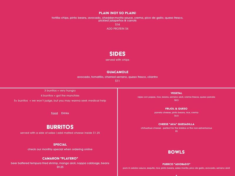 Lil Donkeys Menu