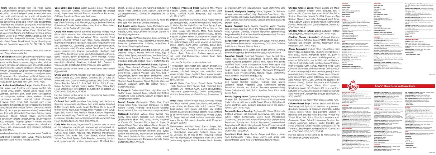 Arby's Menu