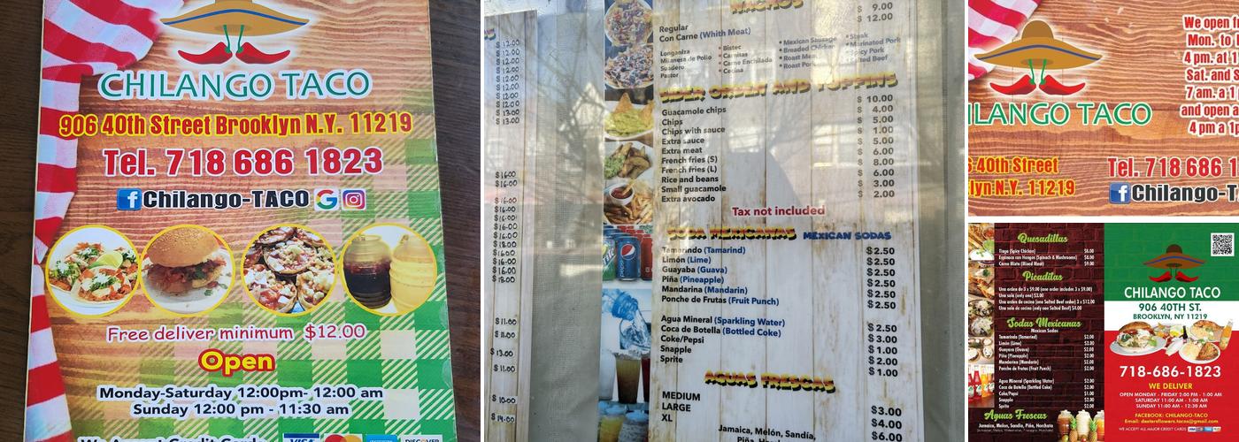 Chilango Taco Menu