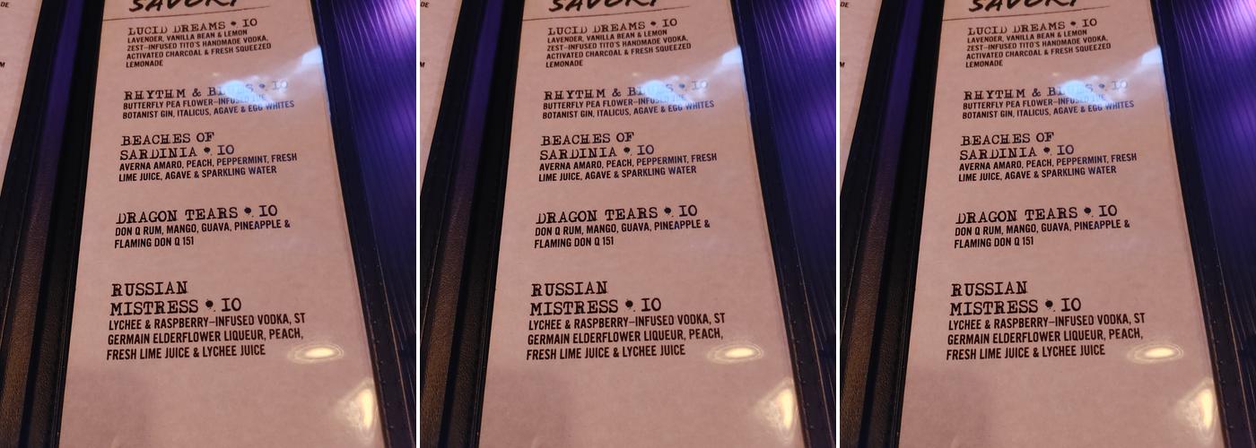 Five Twelve Menu