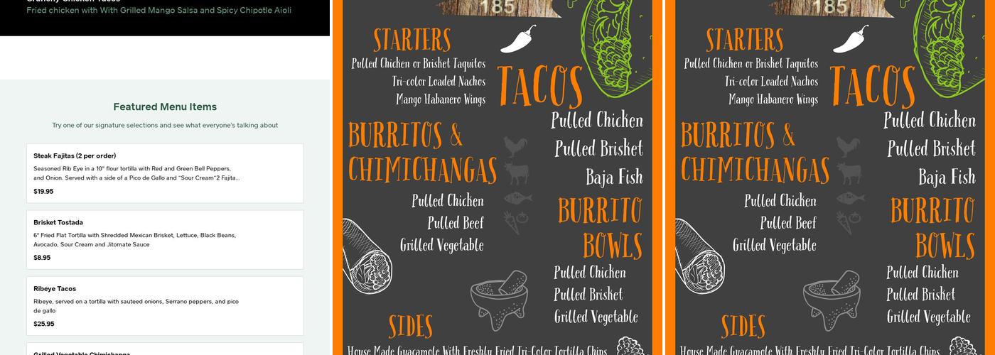 Taco 185 Menu