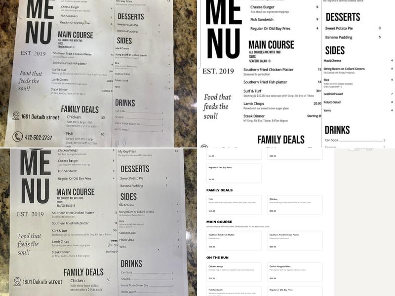 CYNTHIA'S SOUL GRILL Menu