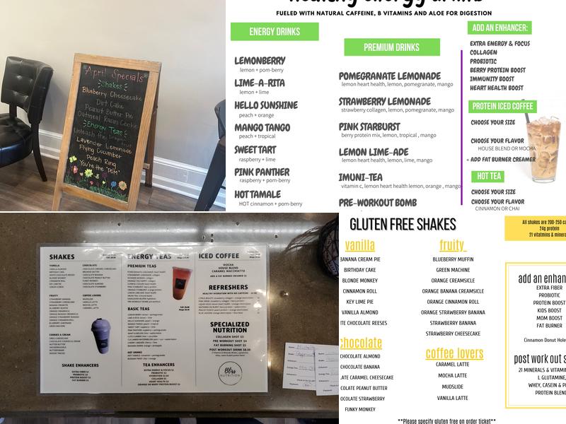 Bliss Nutrition Menu