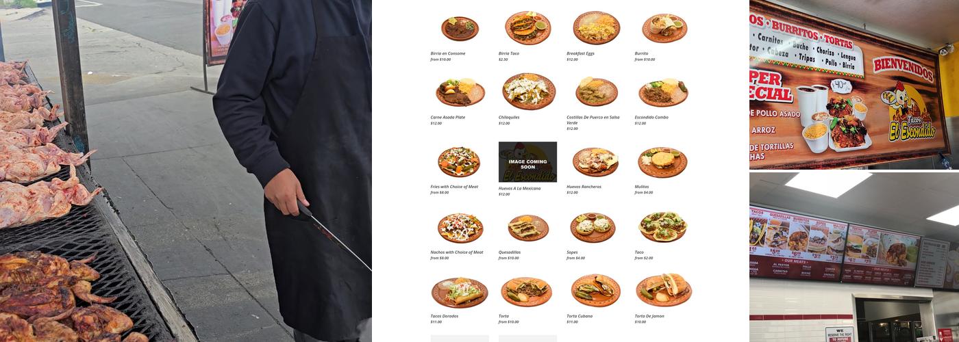 Tacos El Escondido Menu