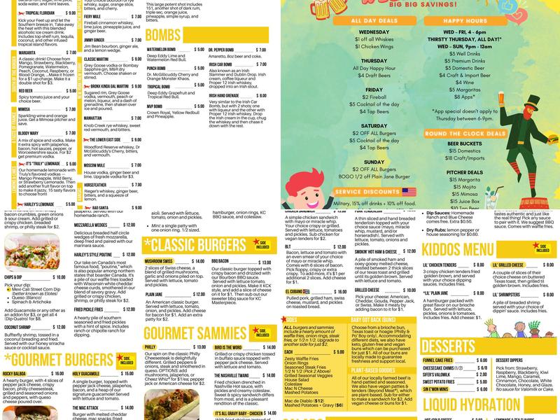 Harley's Hideaway Bar & Grill Menu