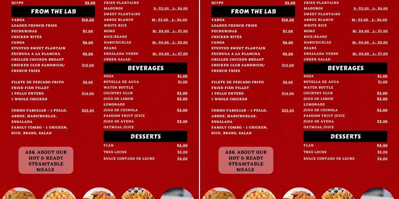 Charo Bros Menu