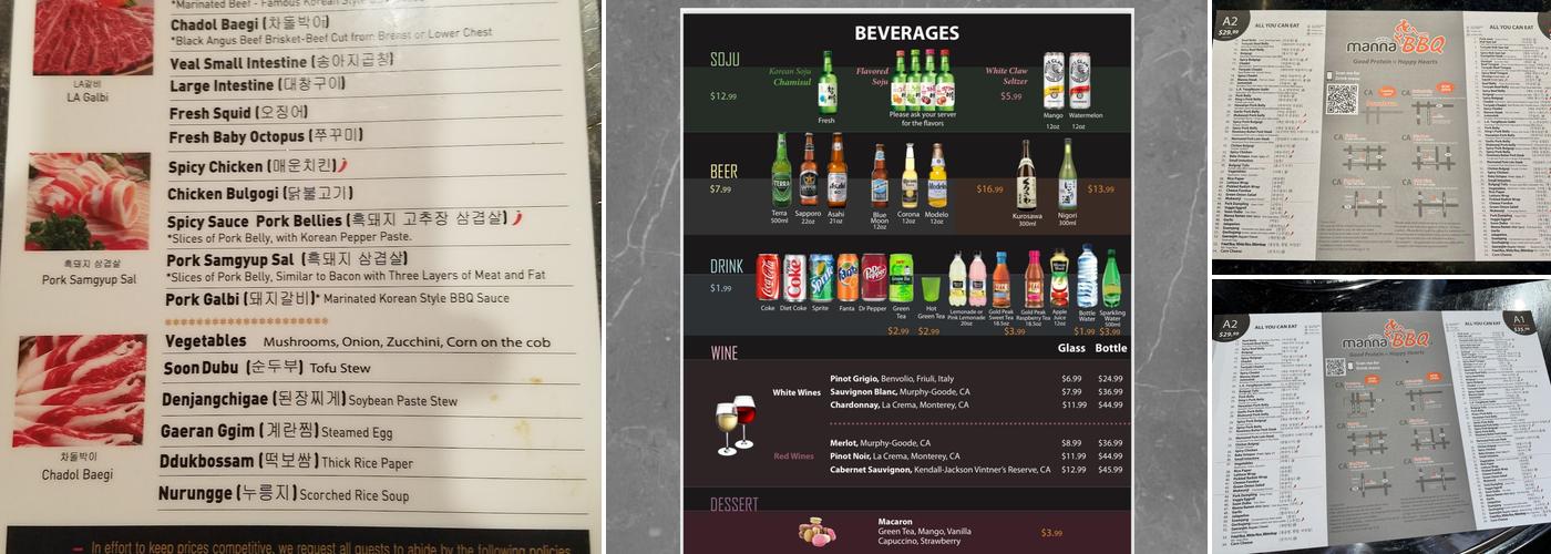 Manna BBQ Menu