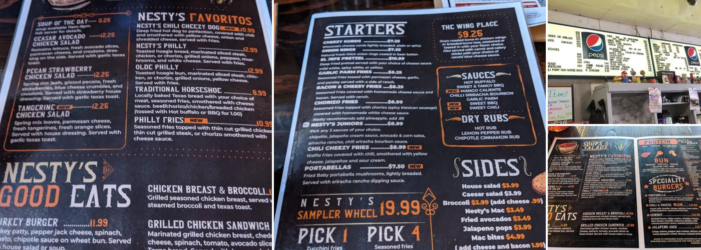 Nesty's Burger Joint Menu