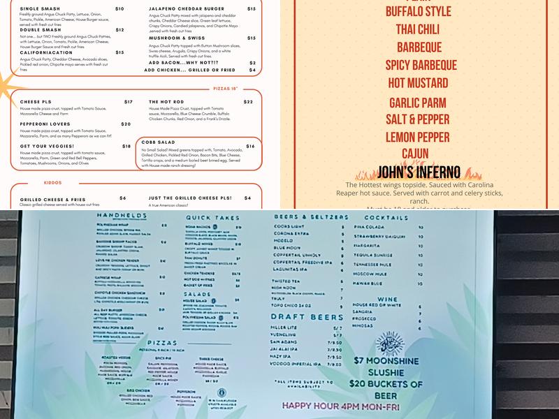 Splashes at Nona Adventure Park Menu