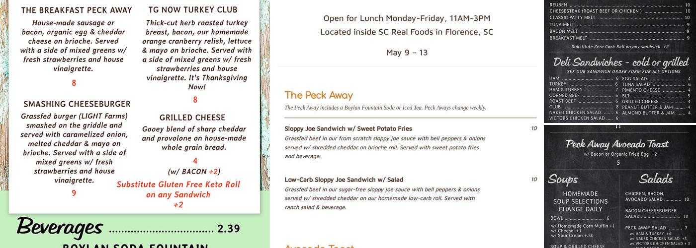 Peck Away Cafe Menu