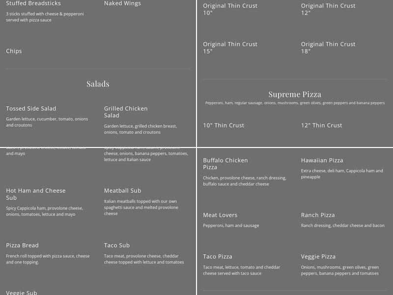 Kali's Rio Grande Menu