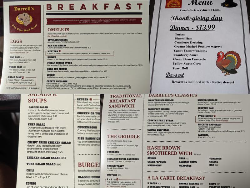 Darrell's Diner Menu