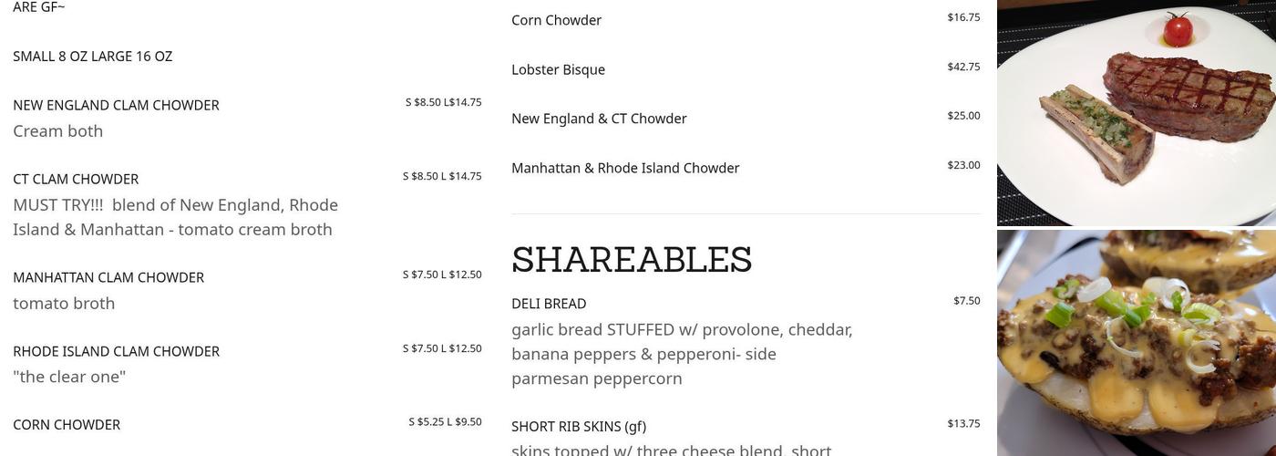 CT Chowder Co. Menu