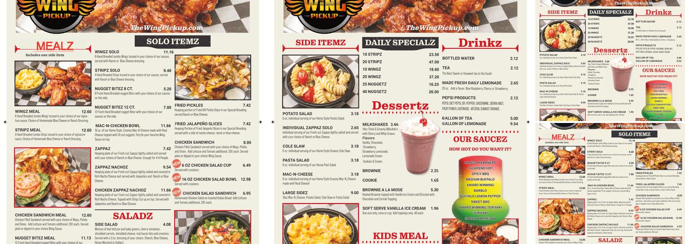 The Wing Pickup Menu