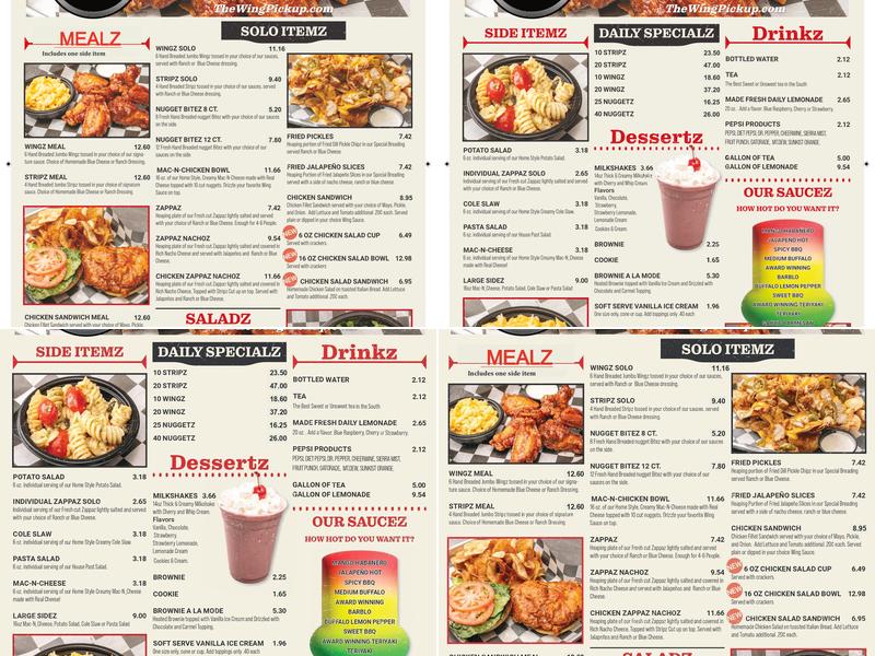 The Wing Pickup Menu