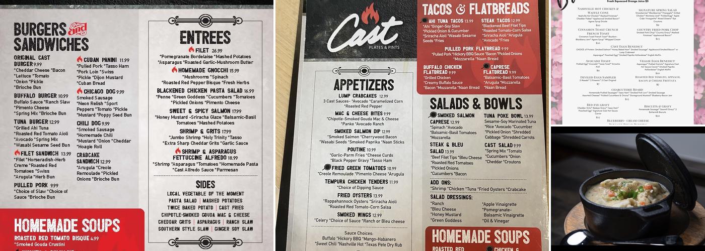 Cast Plates & Pints Menu