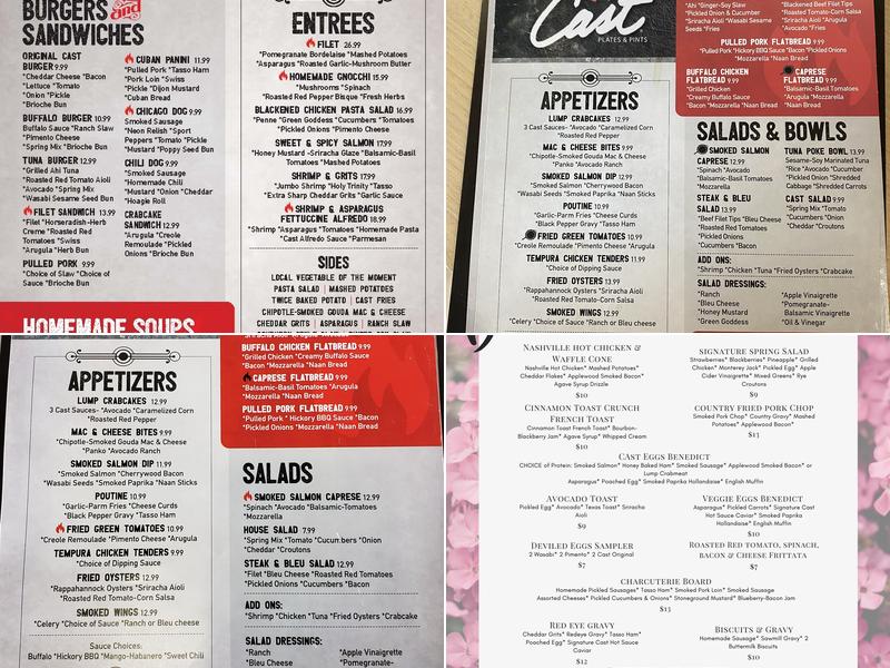 Cast Plates & Pints Menu