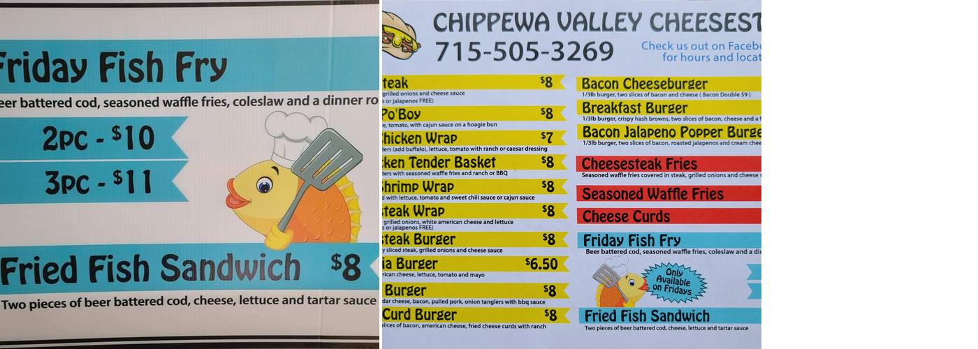 Chippewa Valley Cheesesteak Menu