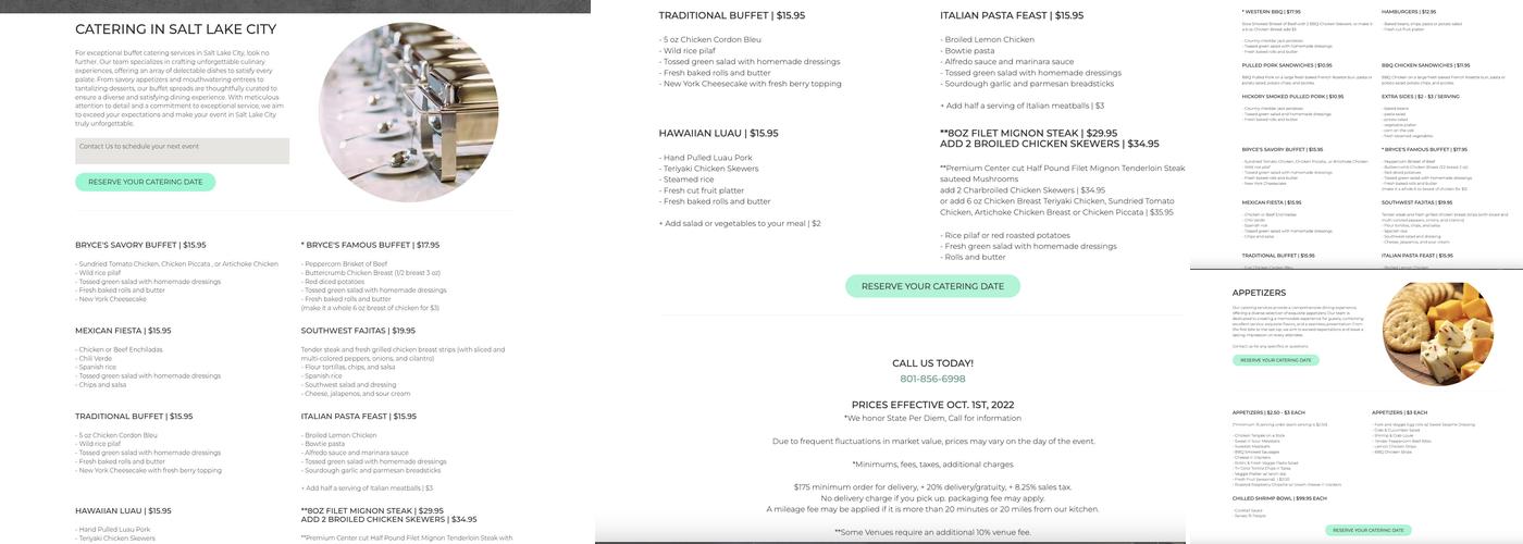 Catering By Bryce Menu
