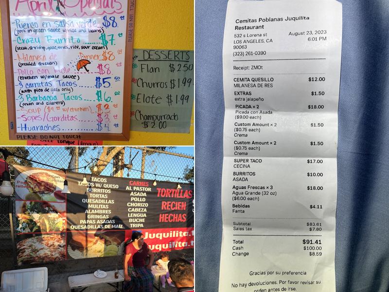 Juquilita tacos Menu