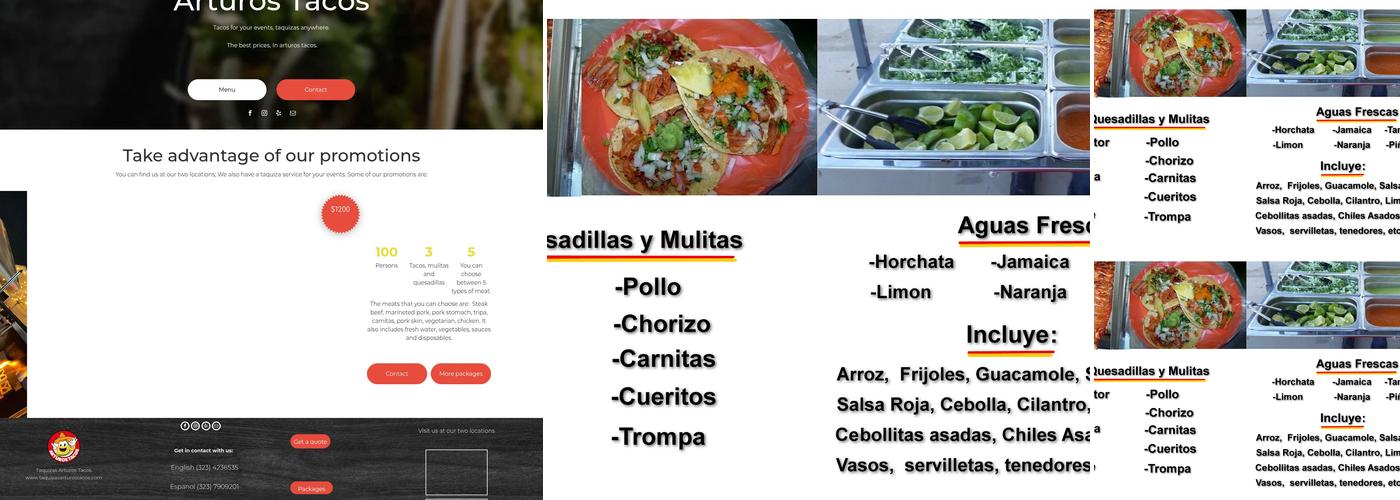 Arturos Tacos Taquizas Menu