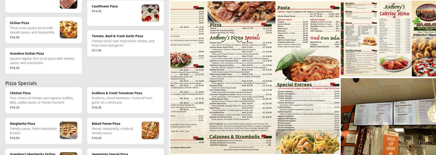 Anthony GM Pizzeria Menu