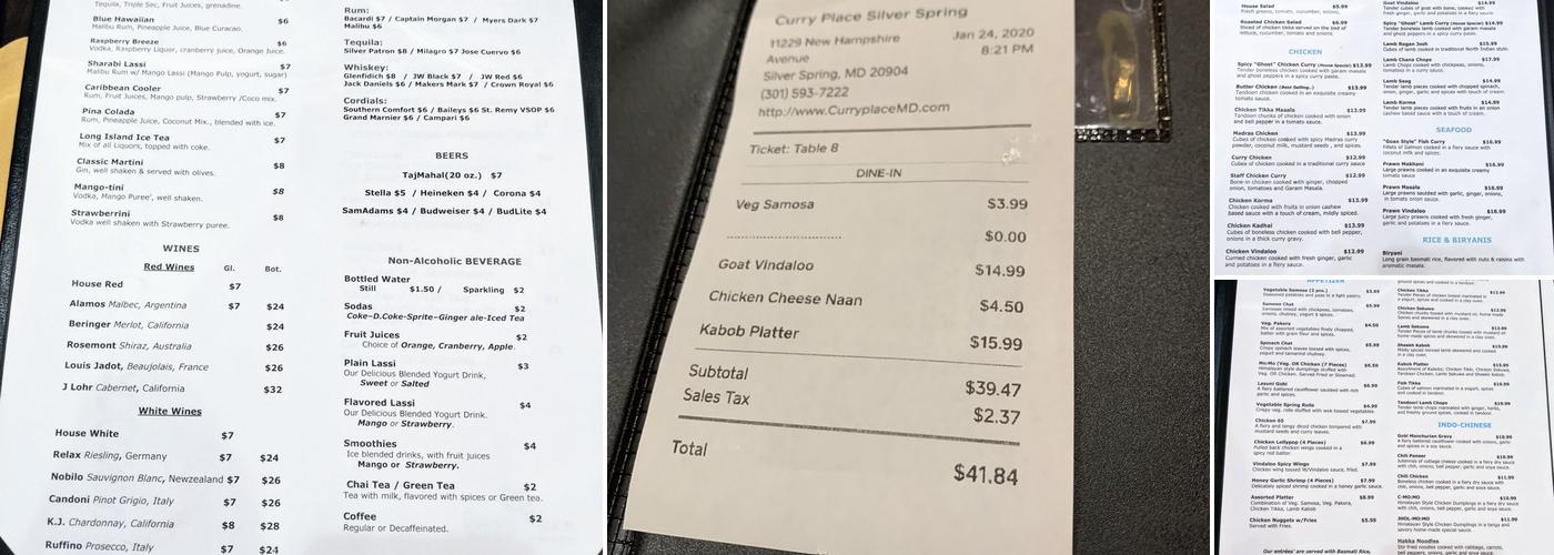 Chatpata Curry Menu