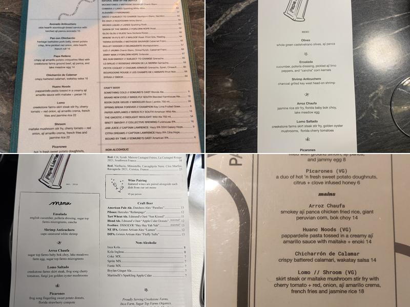 PAPA LLAMA Menu