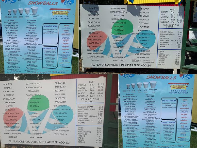 Heavenly Snowballs Menu