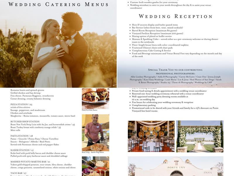 Poolside Bar & Café at Ponte Vineyard Inn Menu