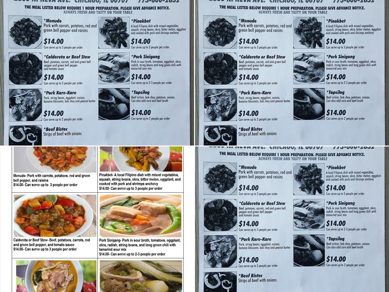 Sarrap Filipino Cuisine and BYOB Menu
