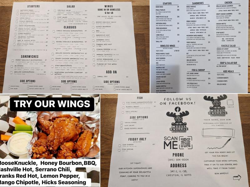 Moose Knuckle Bar and Grill Menu