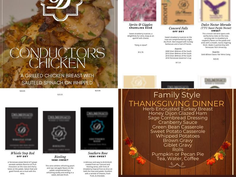 DelMonaco Winery & Vineyards Menu