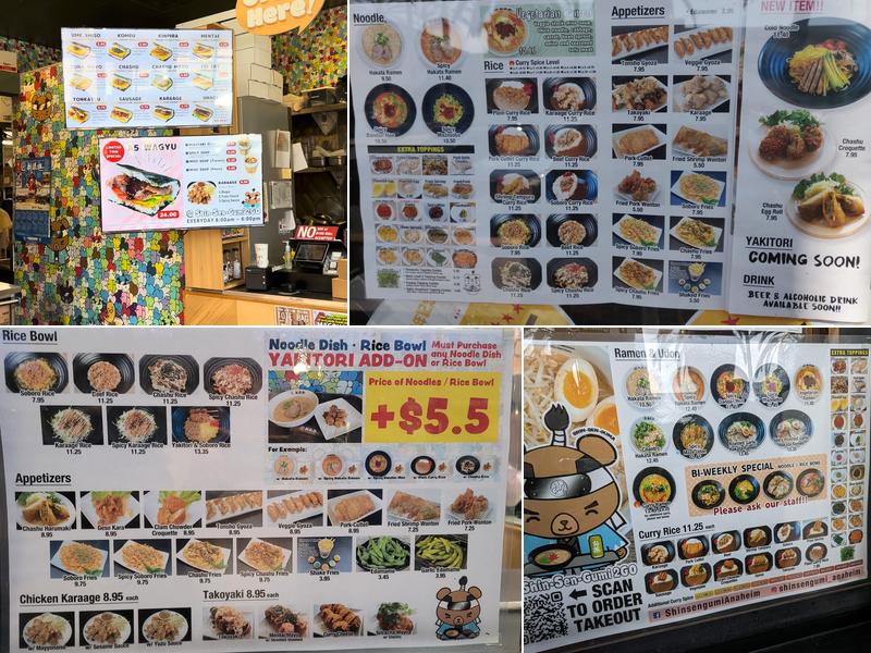 Shin-Sen-Gumi 2GO - Anaheim Menu