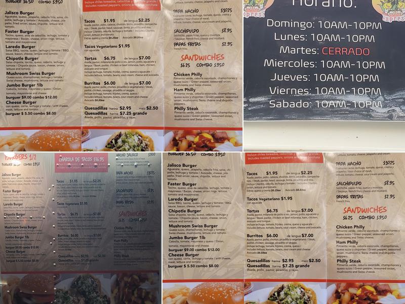 Los Jalisienses Express Menu