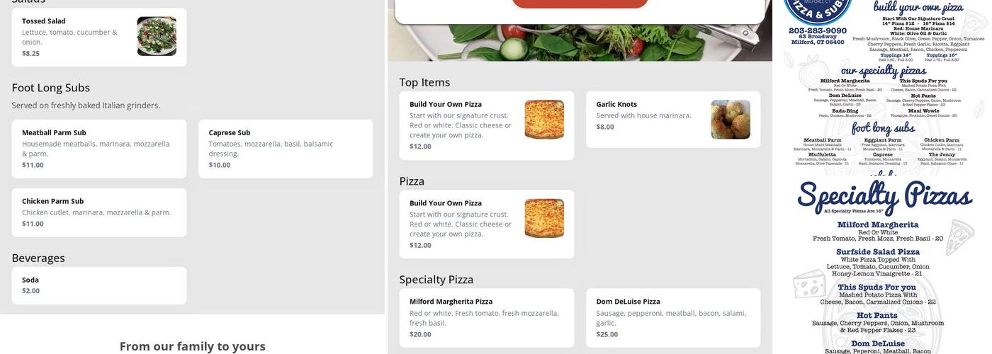 Walnut Beach Pizza & Subs Menu