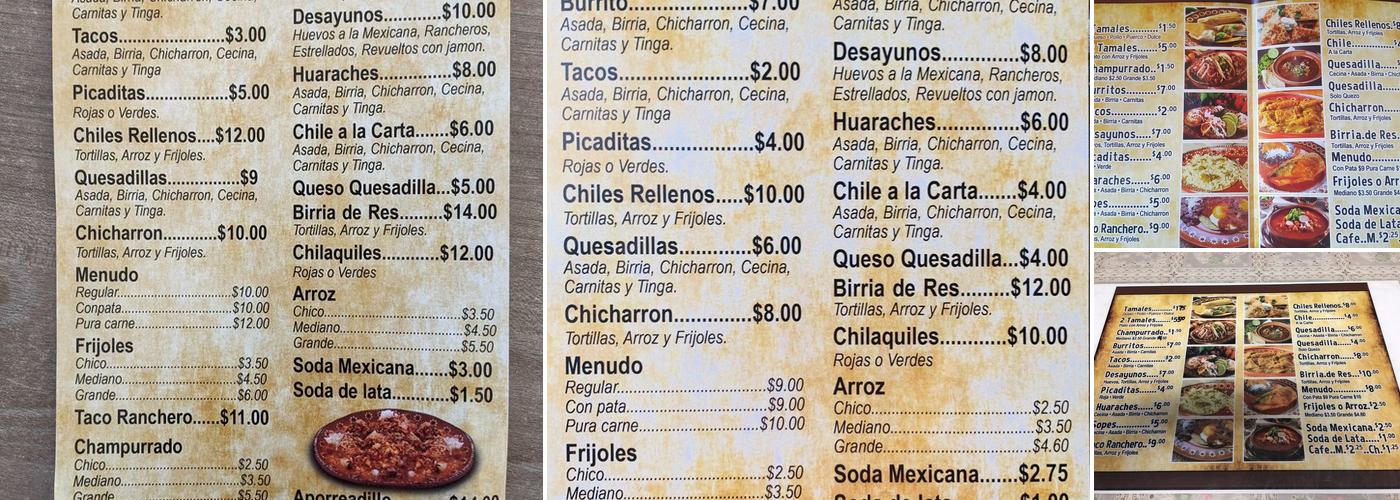Tamales El Jefe Menu