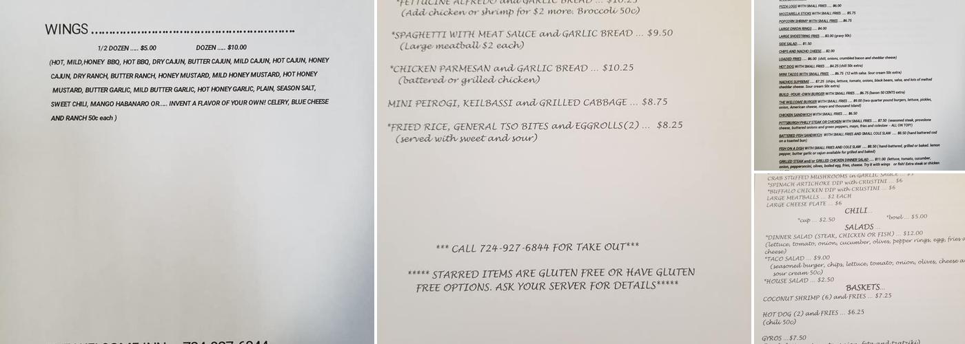 The Welcome Inn Menu