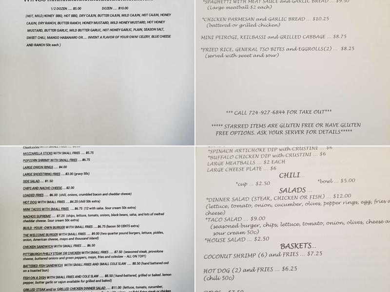 The Welcome Inn Menu