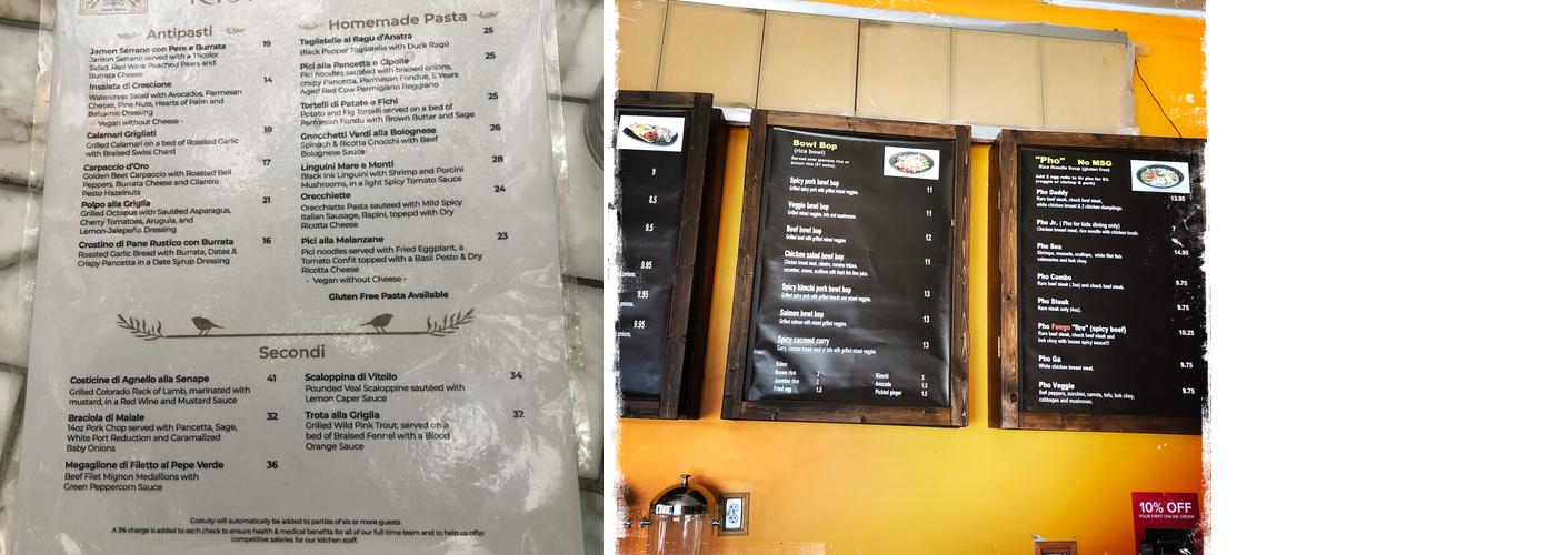 Piccolo Santa Monica Menu