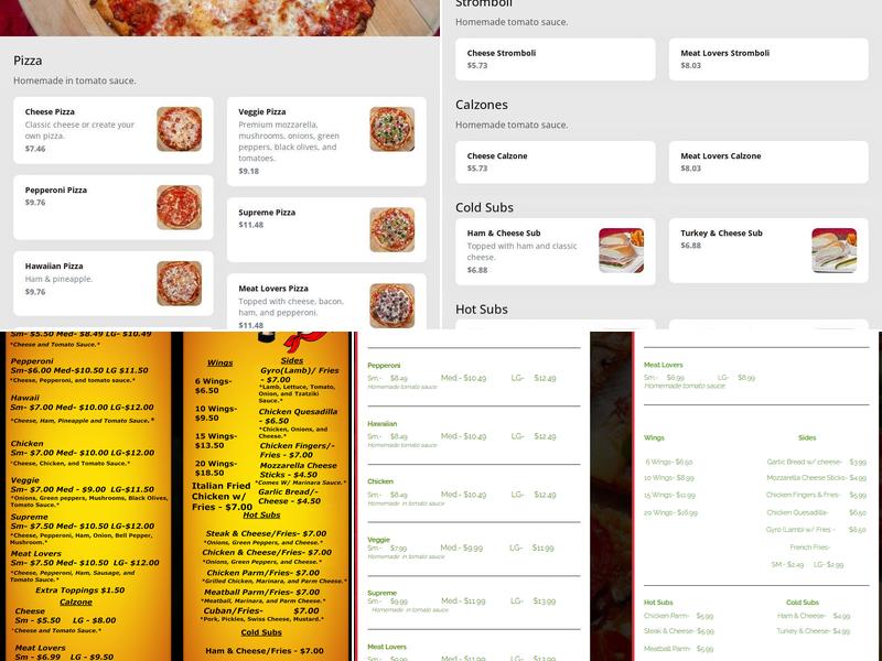 Quickstop Pizzas and Wings Menu